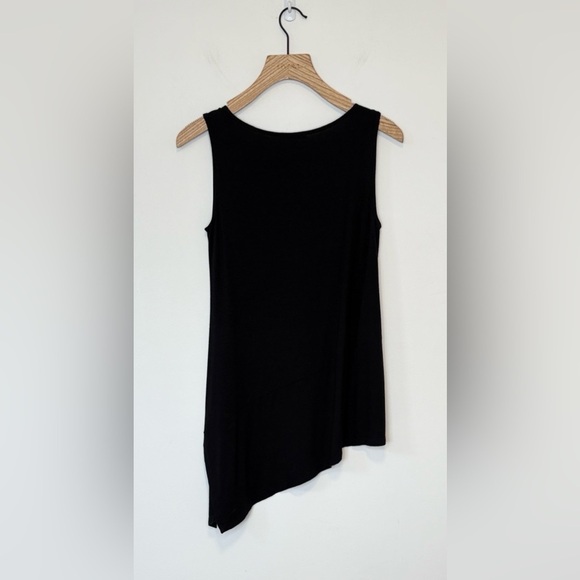 Eileen Fisher Black Asymmetrical Stretch Jersey tank , size : XS - Picture 3 of 7